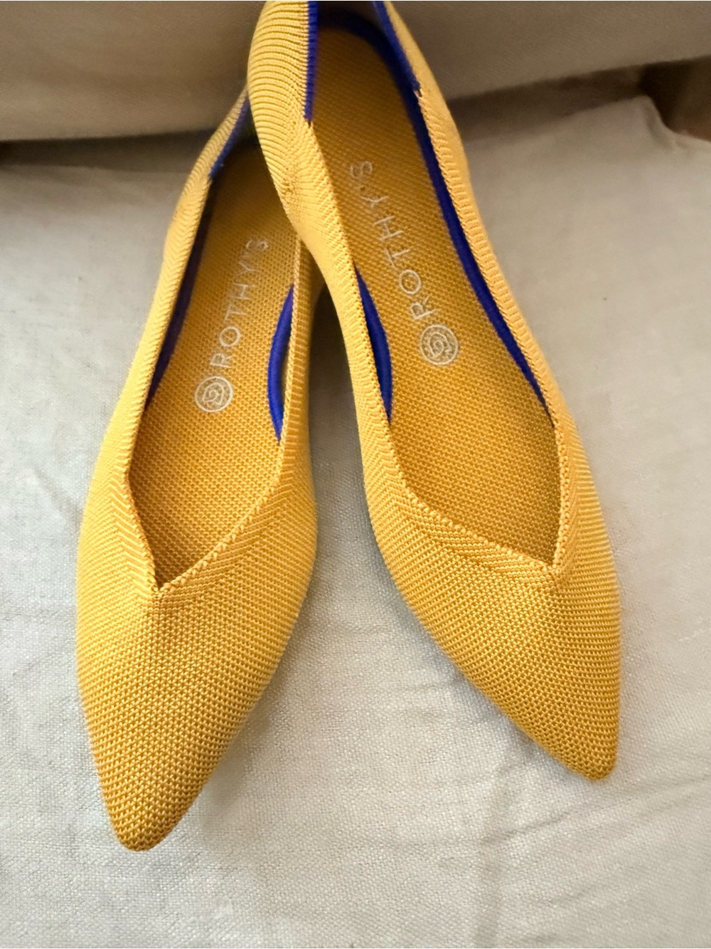 Rothy's Yellow Pointed Knit Flats
